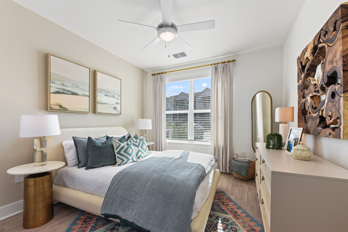 model unit bedroom staged