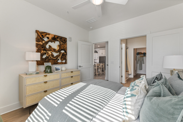 bedroom looking into living