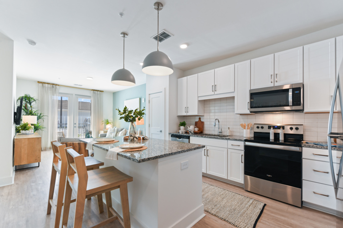 open concept kitchen and living room